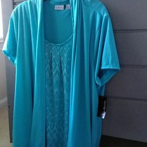 NWT Kim Rogers Turquoise Blouse